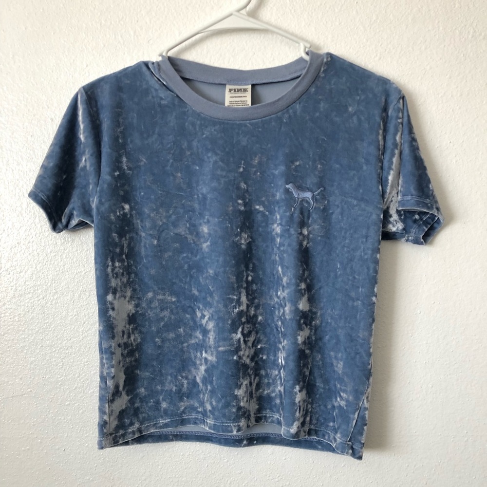 Victoria Secret PINK Velour light blue cropped top